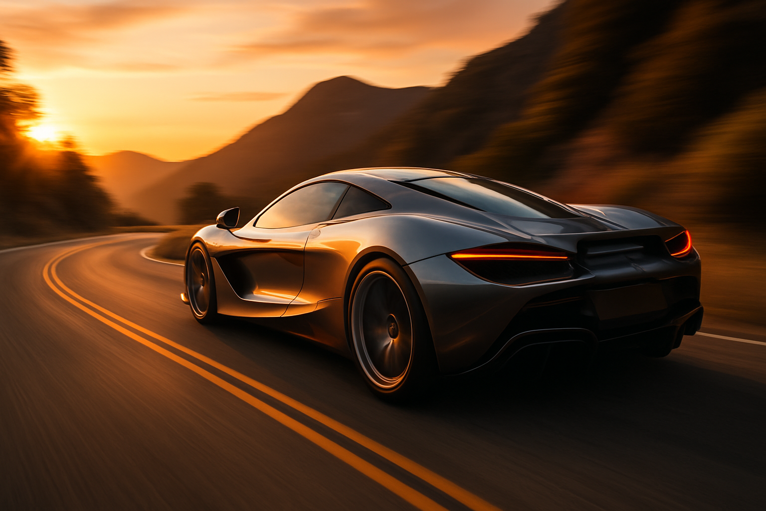 Sports car driving shot